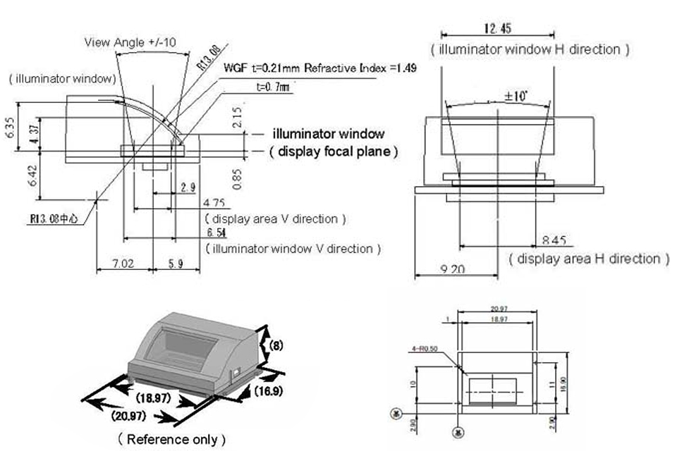 0.38 Inch FLCOS Microdisplay Drawing