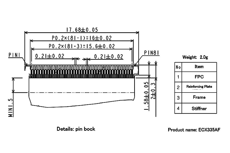 0.71 Microdisplay Drawing