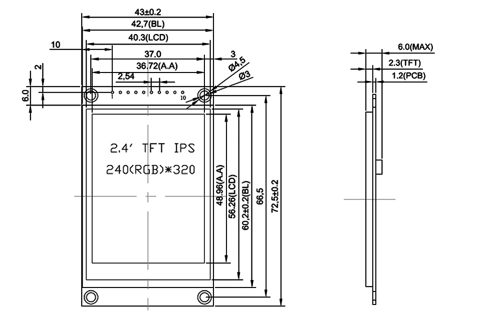 2,4-дюймовые TFT-модули с библиотекой шрифтов 10Pins Drawing