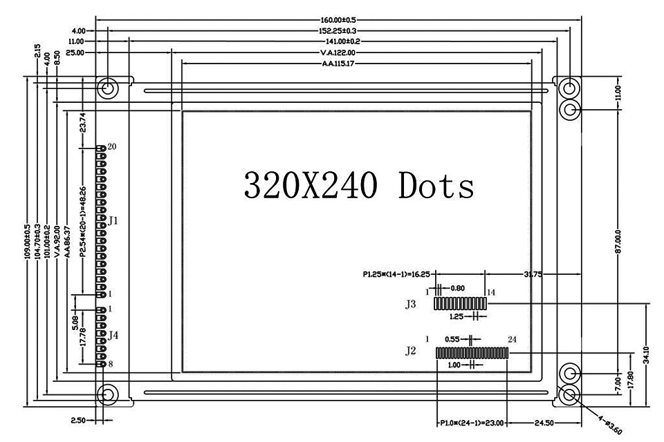 320240 Графический ЖК-модуль 5.7 Чертеж