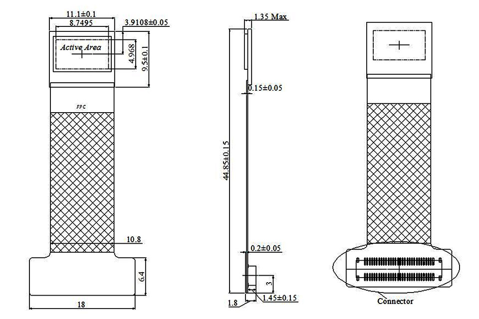 FHD 0.39 Microdisplay Drawing