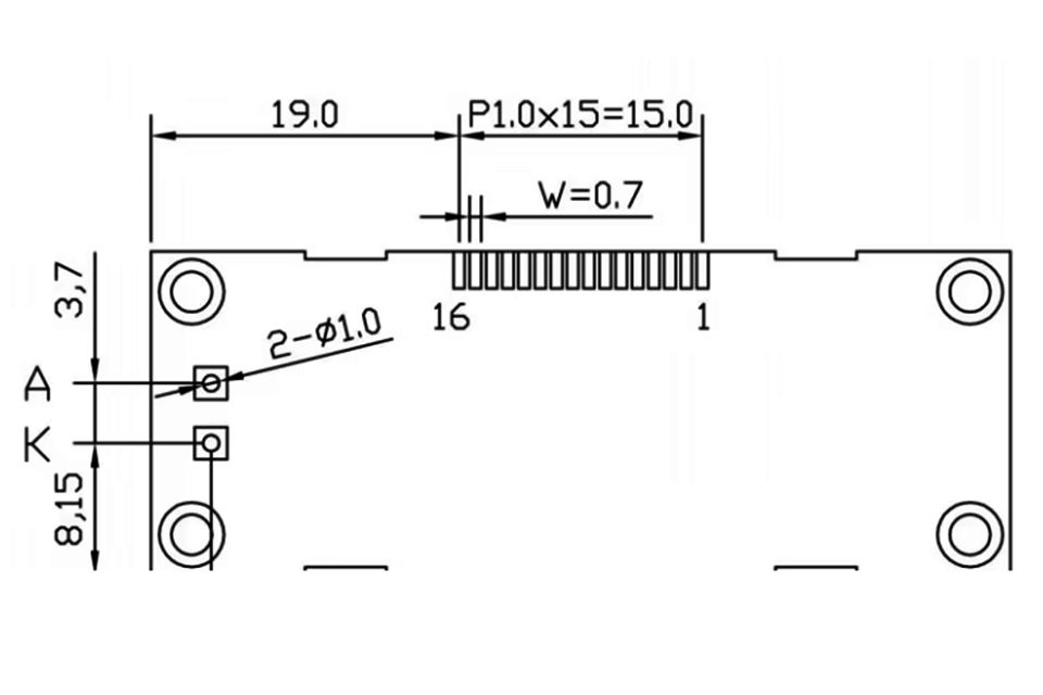 1602-символьный ЖК-дисплей Параллельный FPC 5V Чертеж