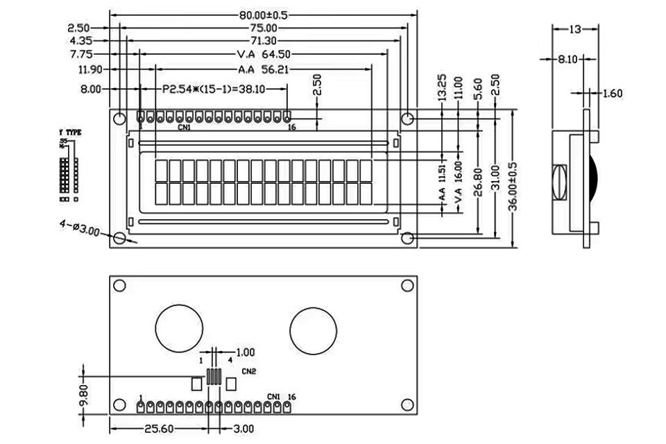 LCD1602 Модуль Символ Синий Желтый Зеленый Экран Рисунок